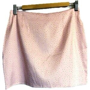 NWT Pink Mini Skirt w. Daisies, Summer Feminine Barbiecore Kawaii, Zara, Size L